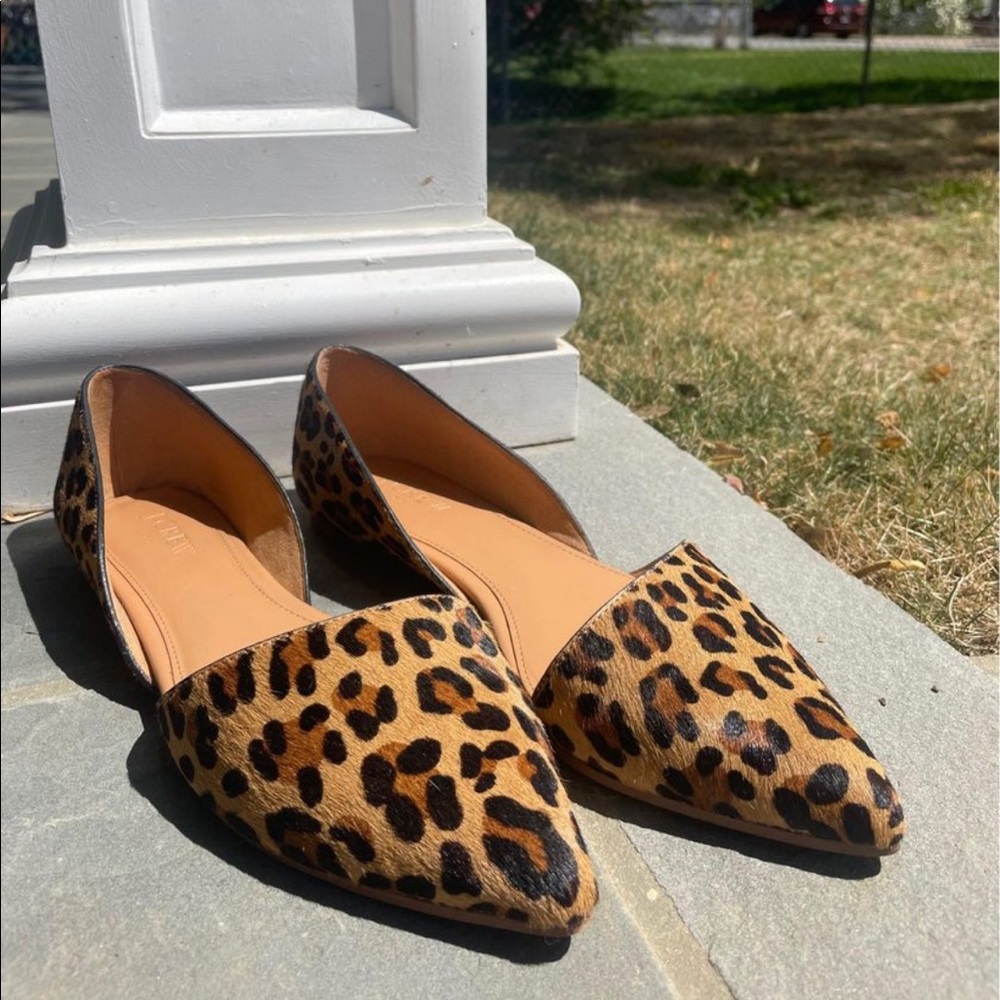 J Crew Zoe Leopard Calf Hair d'Orsay flats - W 8.5